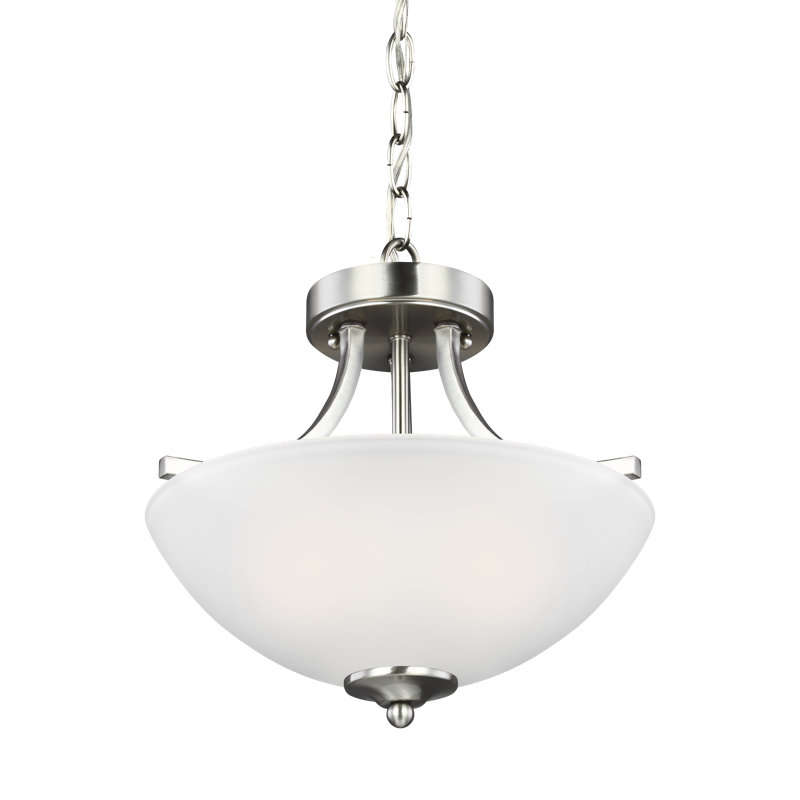 Luminaire suspendu convertible semi-encastré à deux lumières Geary de Génération Lighting , Nickel brossé