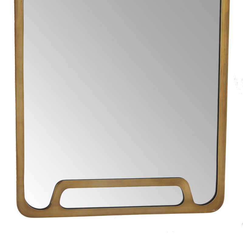 Dodger Rectangle Iron Mirror, Vintage Brass