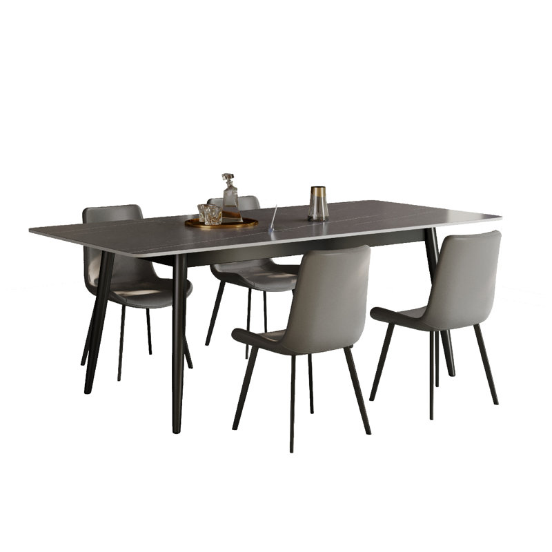 Metal Base Dining Table, Grey, 75 cm x 160 cm x 70 cm