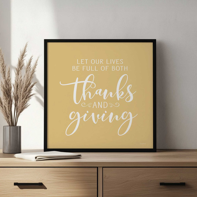 «Thanks and Giving» par impression d'art à lettres et doublée, L 30 po x H 30 po, Brun, Impression encadrée