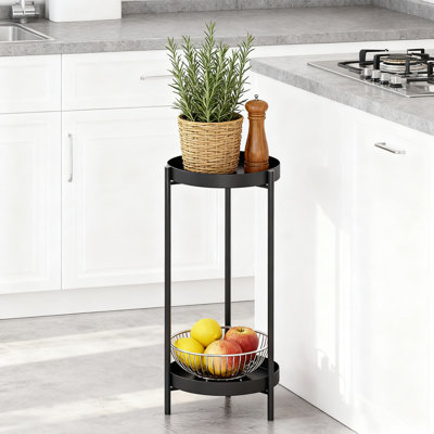 2-Tier Plant Stand For Indoor And Outdoor Use, 30-Inch Tall Corner Shelf With Removable Display Trays For Living Room, Bedroom, Balcony, And Garden by Arlmont & Co.