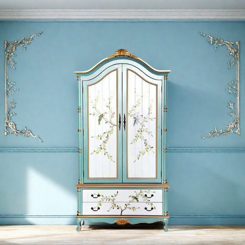 Armoire classique pastorale bleue et blanche