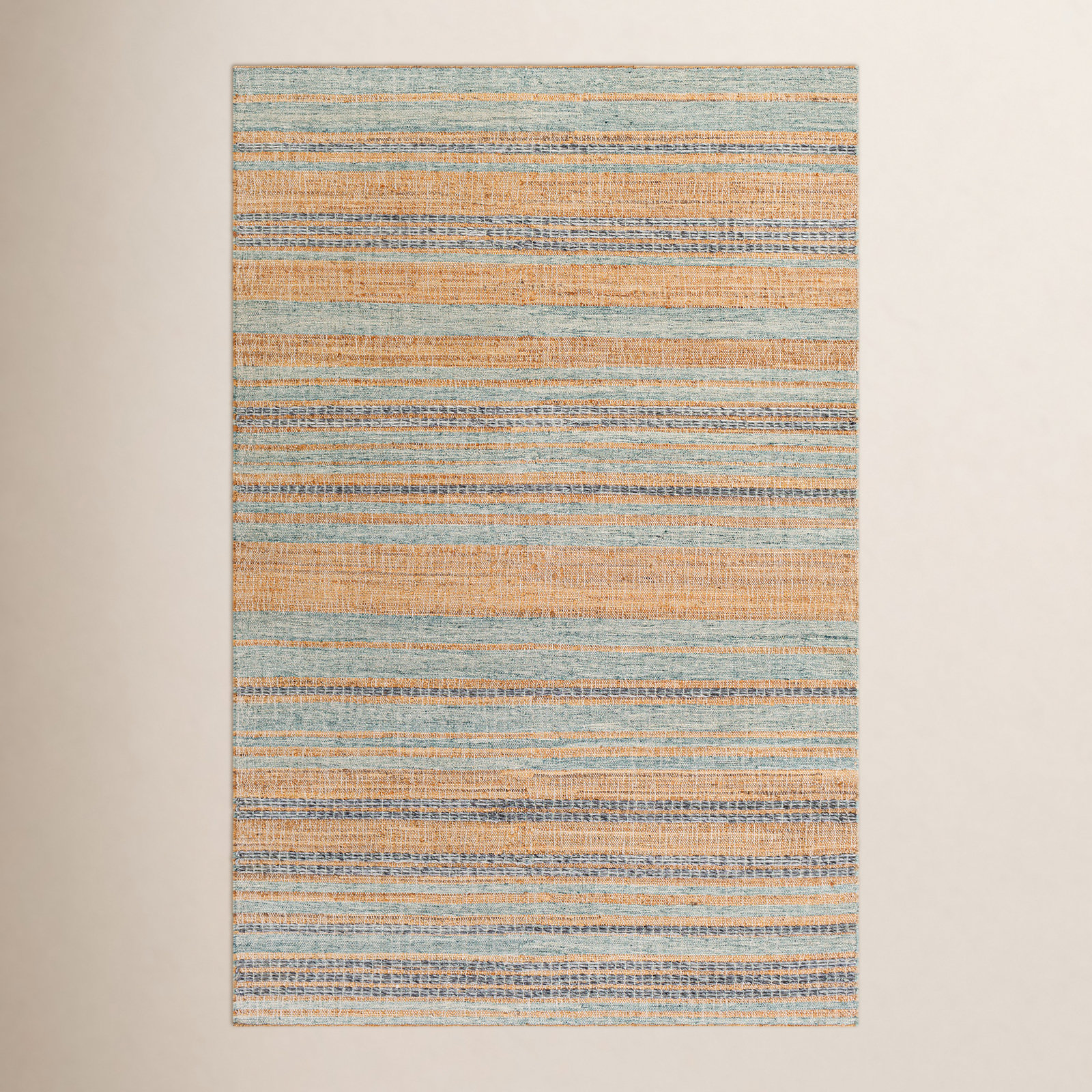 Murrayville Gray Blue Flatweave Striped Jute Rug, Rectangle 2' x 3'