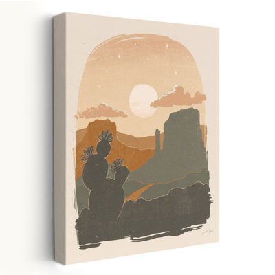 Warm Warm I - Buttes Cactus Cactus Clouds Art
