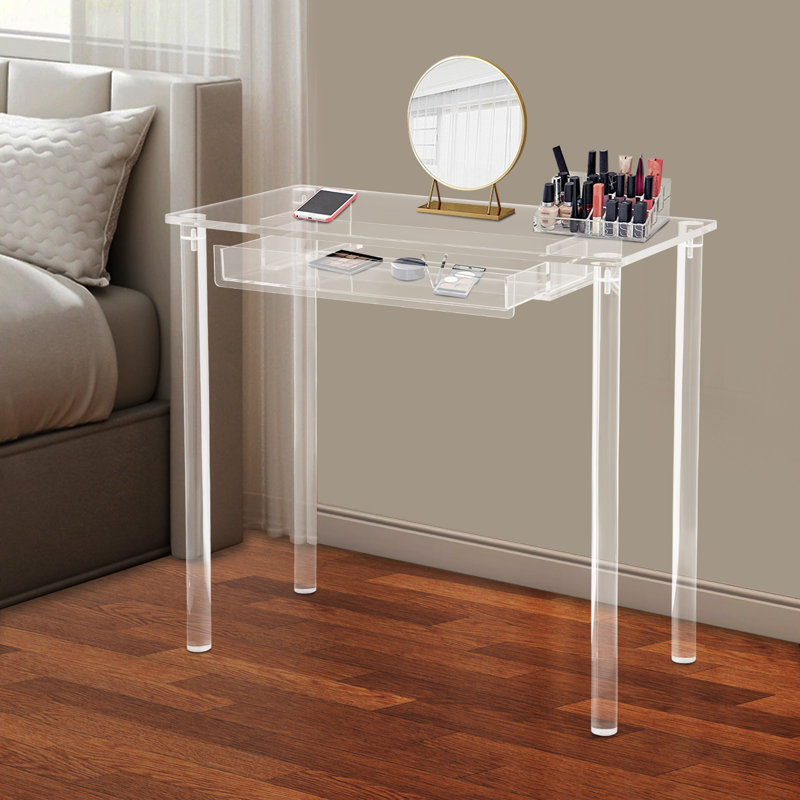Clear Acrylic Small Makeup Table With Drawer