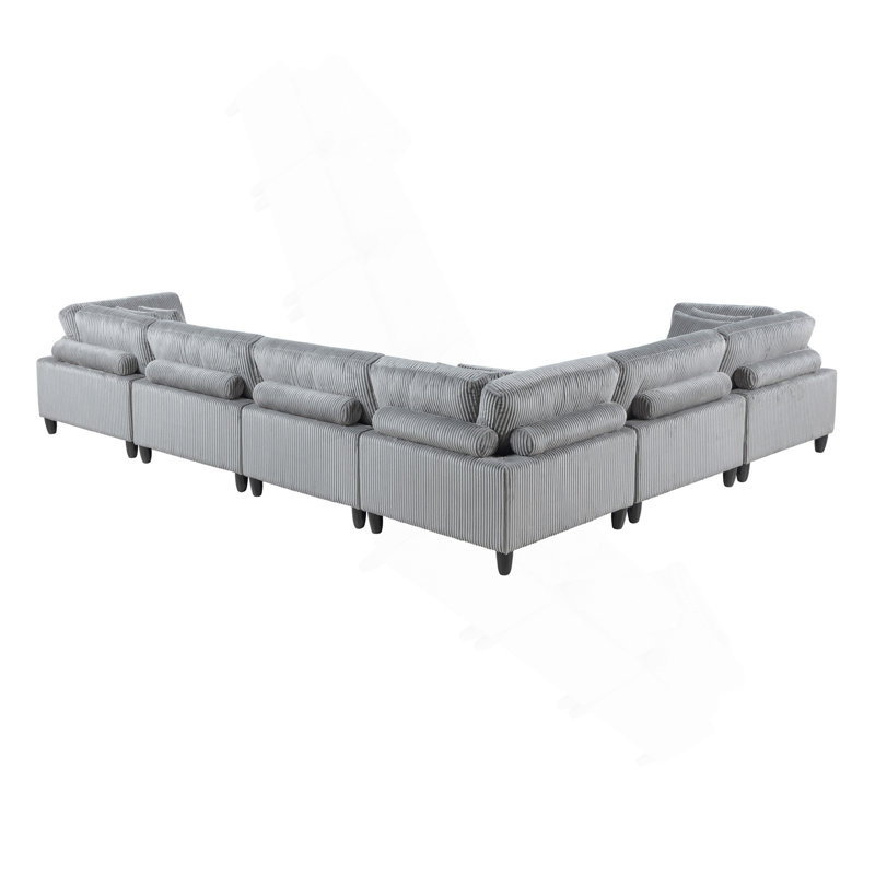 Ensemble modulaire 6 pièces 6 pièces Modular Velours côtelé gris 3X Fauteuils