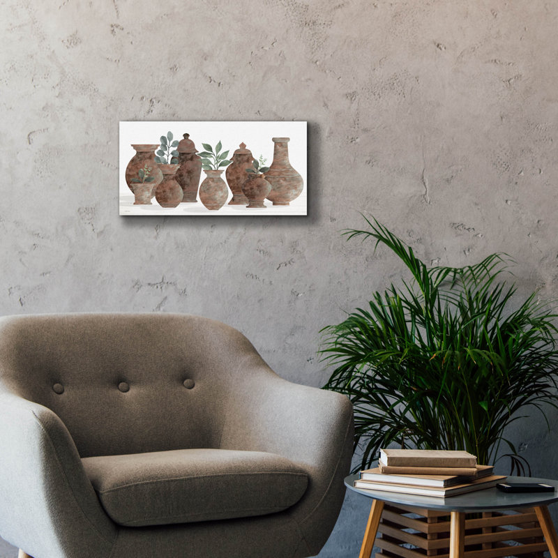  «Clay Pots Still Life» par Cindy Jacobs, art mural sur toile, 24 po x 12 po