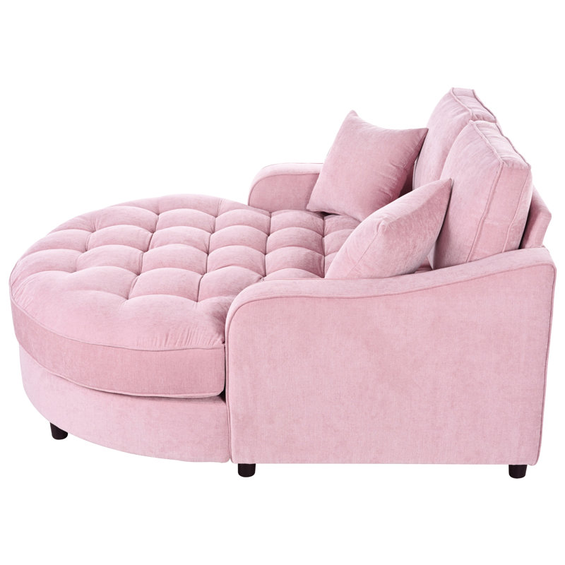 Pink Chaise Lounge Bed, Fabric, Detachable Pillows, 55" For Attractive Look Living Room Pink, Seat And Pillows Fashion Sense