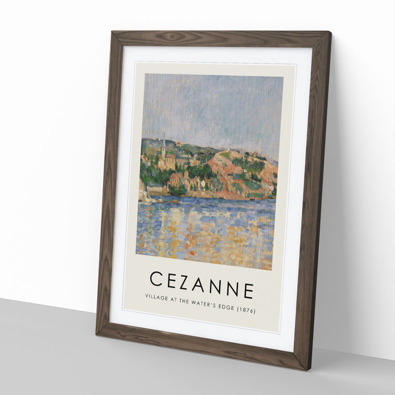 Village at the Water's Edge by Paul Cezanne - Framed Print, 36cm H x 27cm W x 2cm D, Walnut
