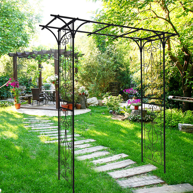 L'arche de jardin en métal 80,3 po x 20,02 po x 81,1 po, noire, améliore le décor du jardin avec des vignes grimpantes d'une hauteur de 81,1 po, 80,3 po x 20,02 po, pour diverses plantes