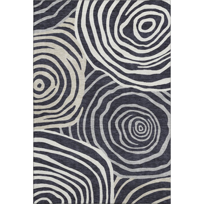 Premium Machine Washable Prisco Black Rug
