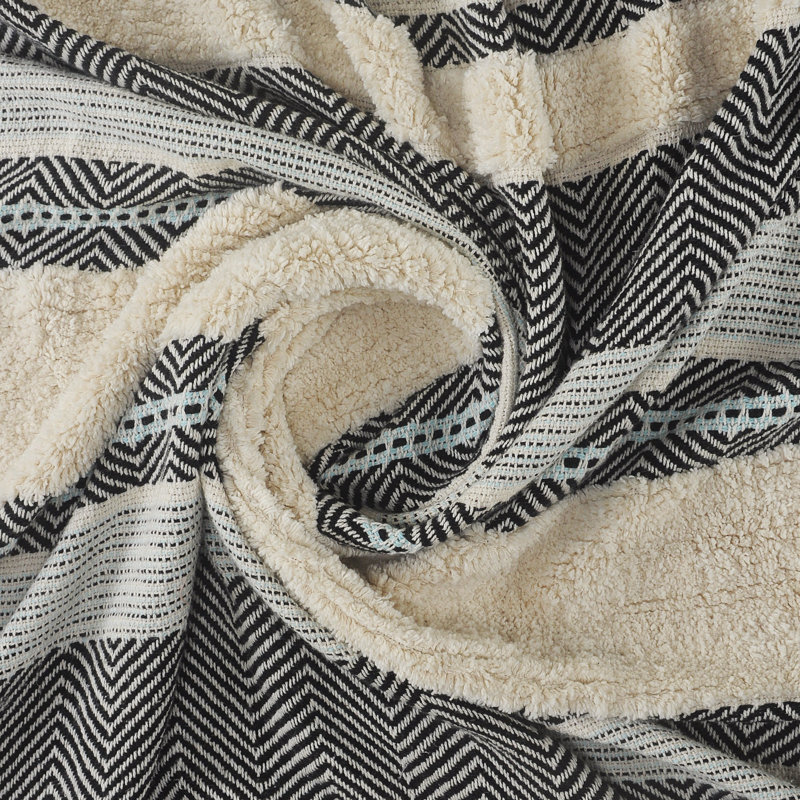 Organic Cotton Herringbone Striped Throw Blanket, 50" x 60", Multi