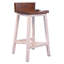 Tabouret Carolina - avec siège et base en bois - finition blanche-107101663