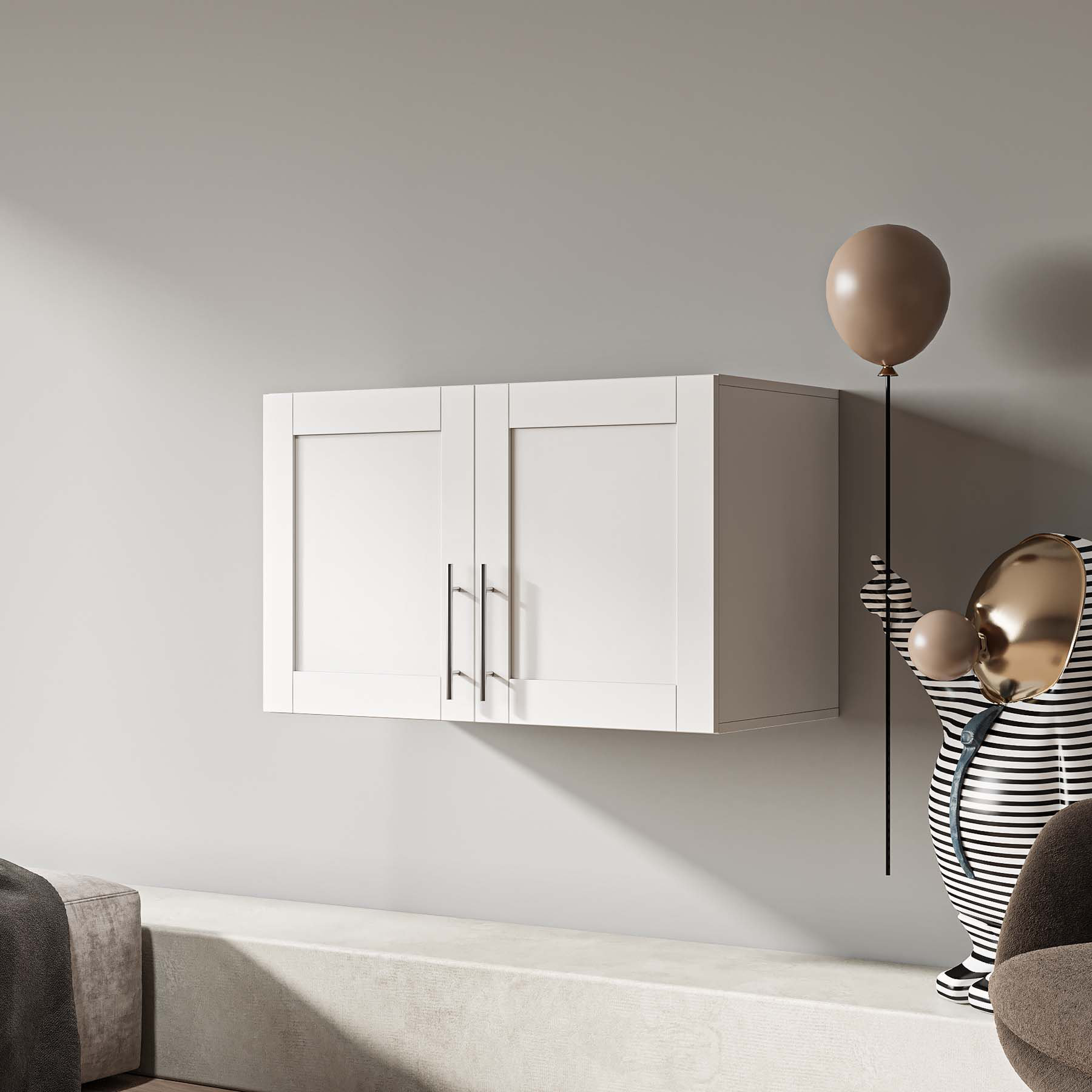 Hokku Designs Aleksis White Particleboard Standard Wall Cabinet Ready