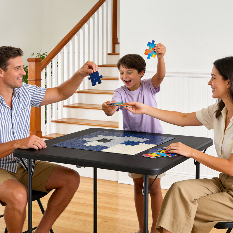 Table pliante portable en deux, table utilitaire carrée robuste de 36 pouces pour l'intérieur et l'extérieur avec poignée de transport intégrée,