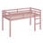 Twin Size Solid Rubber Wood Loft Bed – Ladder & Strengthened Slat Bed Platform-501250487
