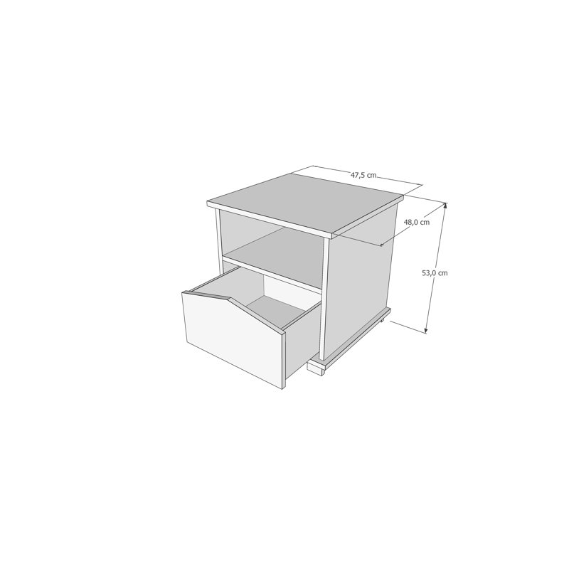 Ansley 1 Drawer Nightstand, Grey