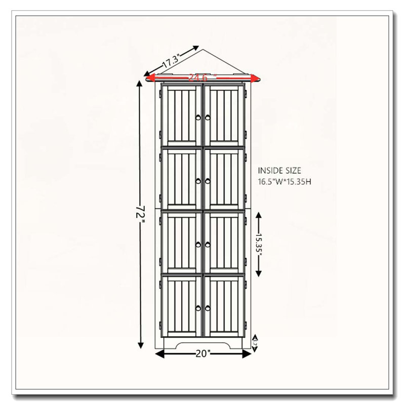 Armoire de rangement 72 po avec 8 portes, White