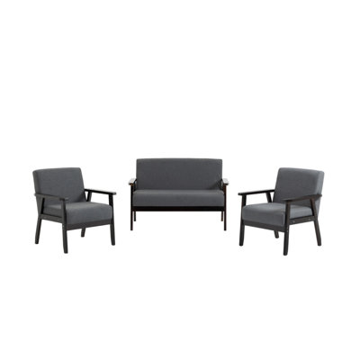 Ensemble de salon avec causeuse et 2 chaises Bahamas Espresso