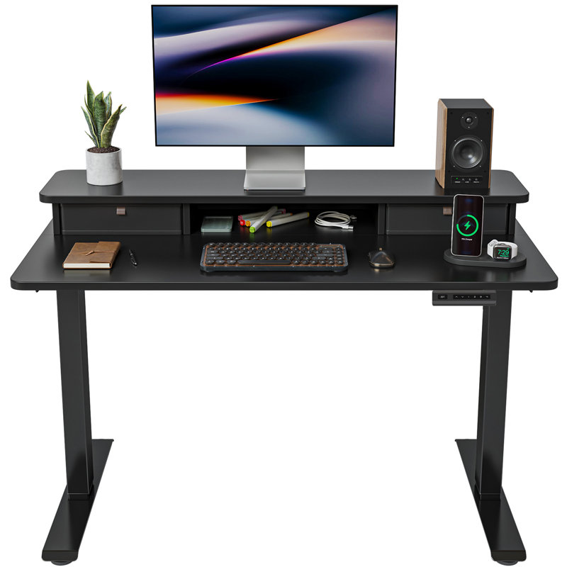 Height Adjustable Standing Desk, Black/Black, 47.24" H x 40" W x 23.63" D