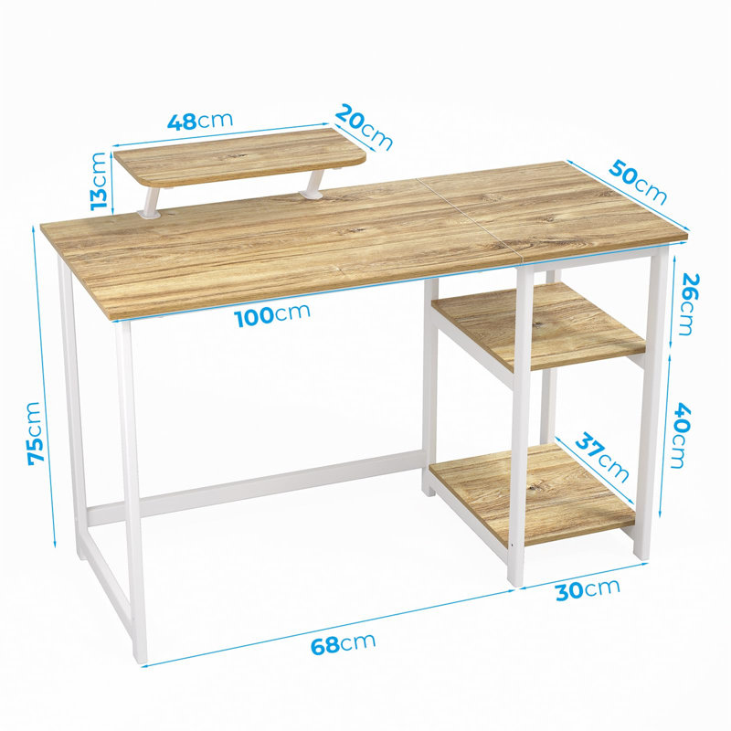 Antinarelli Metal Base Computer Table, Beige