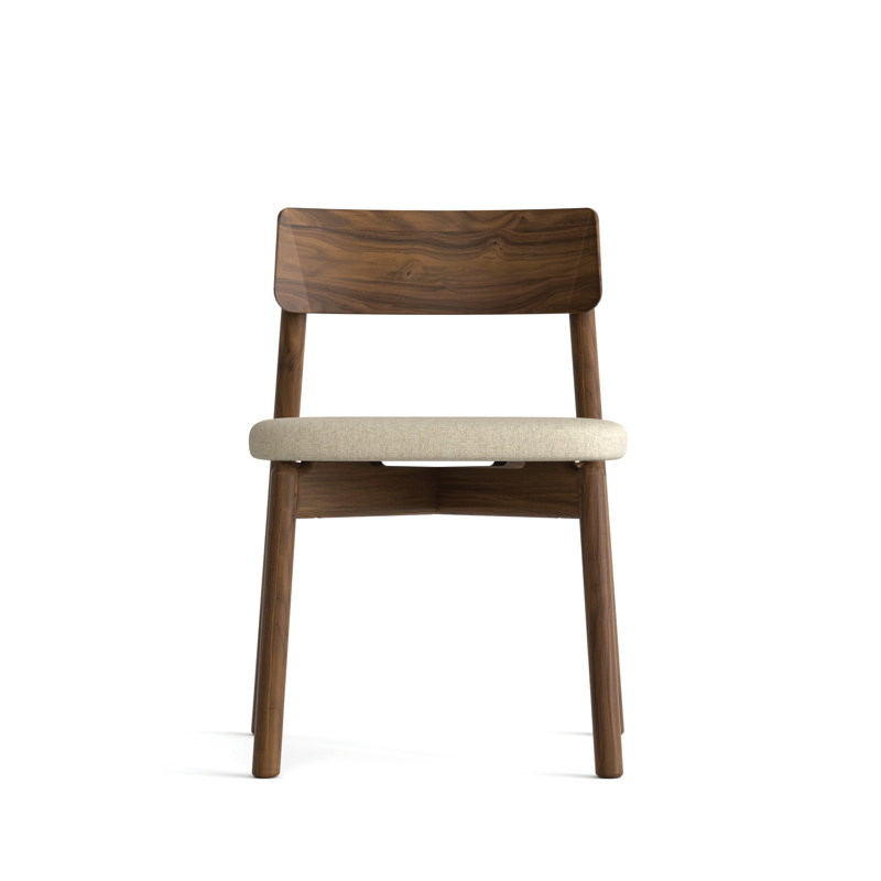 Baton Dining Upholstered Dining Chair, Microsuede Onyx, Seared Oak