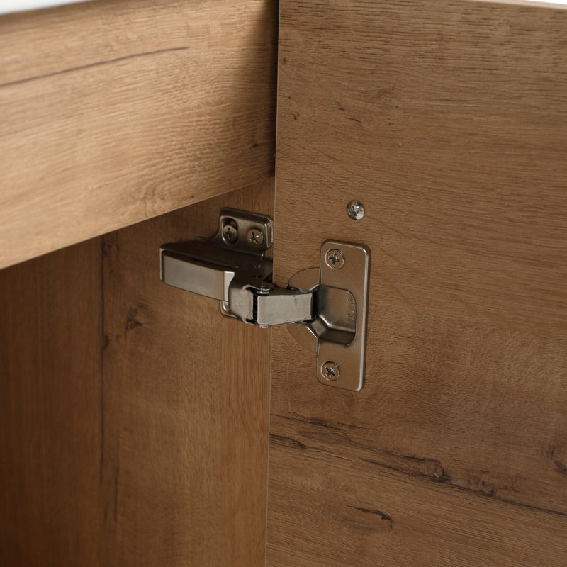 Meuble-lavabo flottant 18 po pour petite salle de bain, lavabo en céramique, portes à fermeture douce, poignée en métal à finition lisse, espaces muraux contemporains à base de contreplaqué, lavabo, fabrication