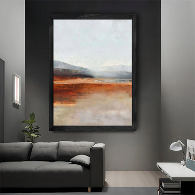 Modern Black Framed Wall Art Decor Landscape Mountains Background Art Print for Living Room Bedroom Home Office Decor Ready to Hang