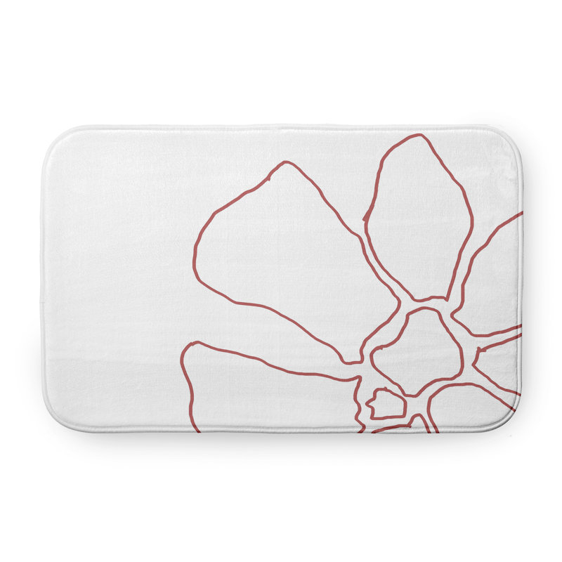 Tapis de bain Petal Lines, L 21 po x L 34 po, Orange/Blanc
