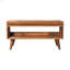 Banc Oak-ish avec coussin de siège en cuir brun clair-118167700