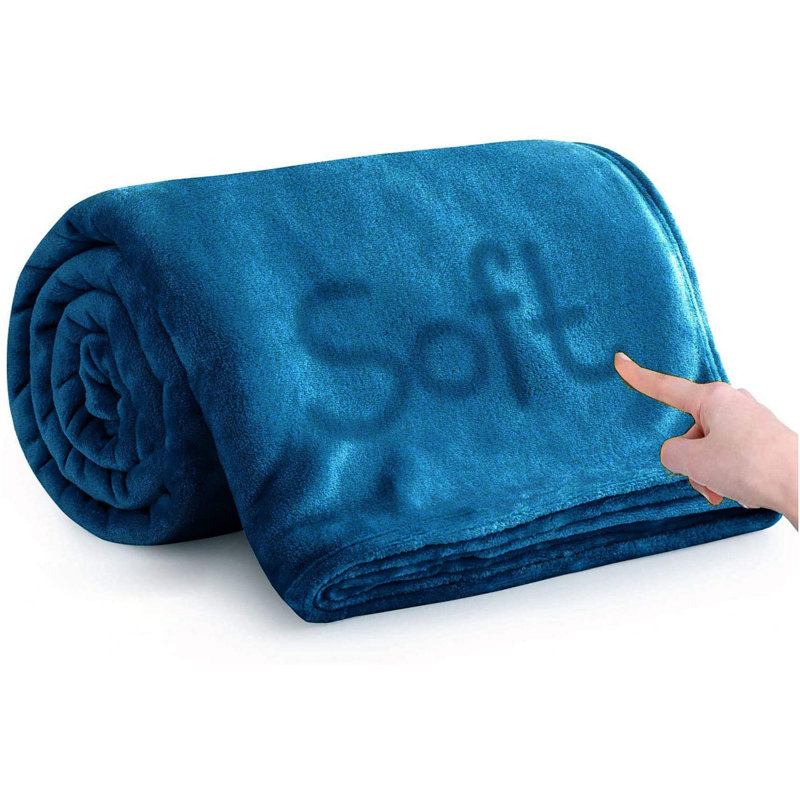 Zygi Reversible Mink Faux Plush Fur Fleece Throw/ Blanket, 200cm x 150cm	, Teal