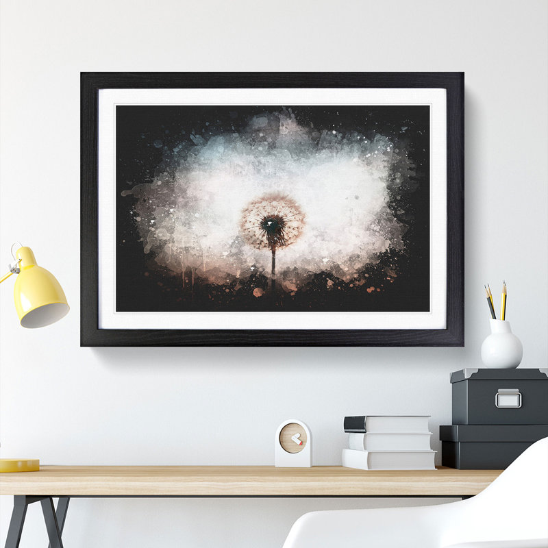 Dandelion Paint Splash - Framed Print, 33cm H x 45cm W x 2cm D, Black Framed