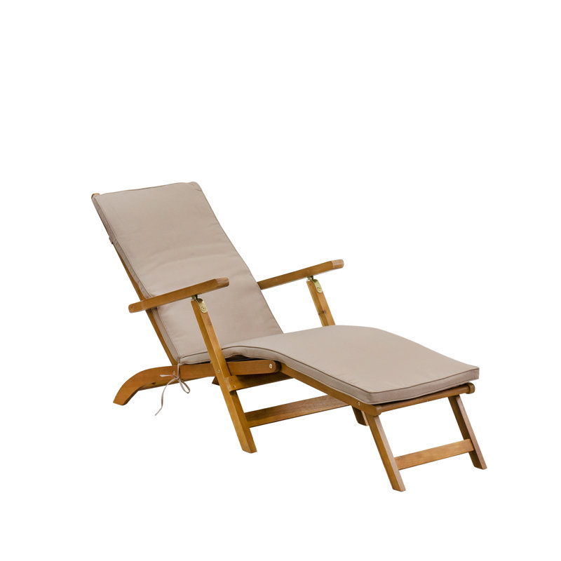 Salinas Patio Chair Lounge - Outdoor Acacia Wood Sunlounger Chair for Poolside, Deck, Lawn, 59x21x35 Inch, Natural Oil