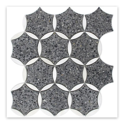 Stellare 12 x 13 Terrazzo, Dolomite Honed Star, Round Marble Tile (5.46 Sq Ft/Case) - 5 Pack