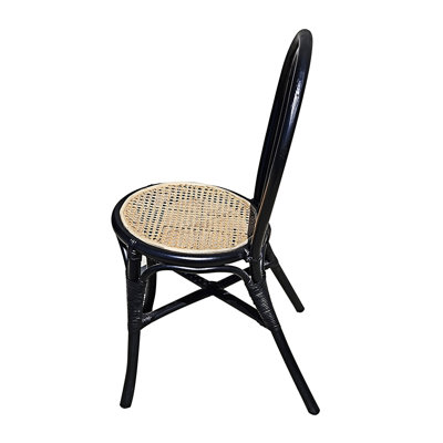 Set Of 2, 15.5X20.5X35.5" Black Rattan Dining Chair