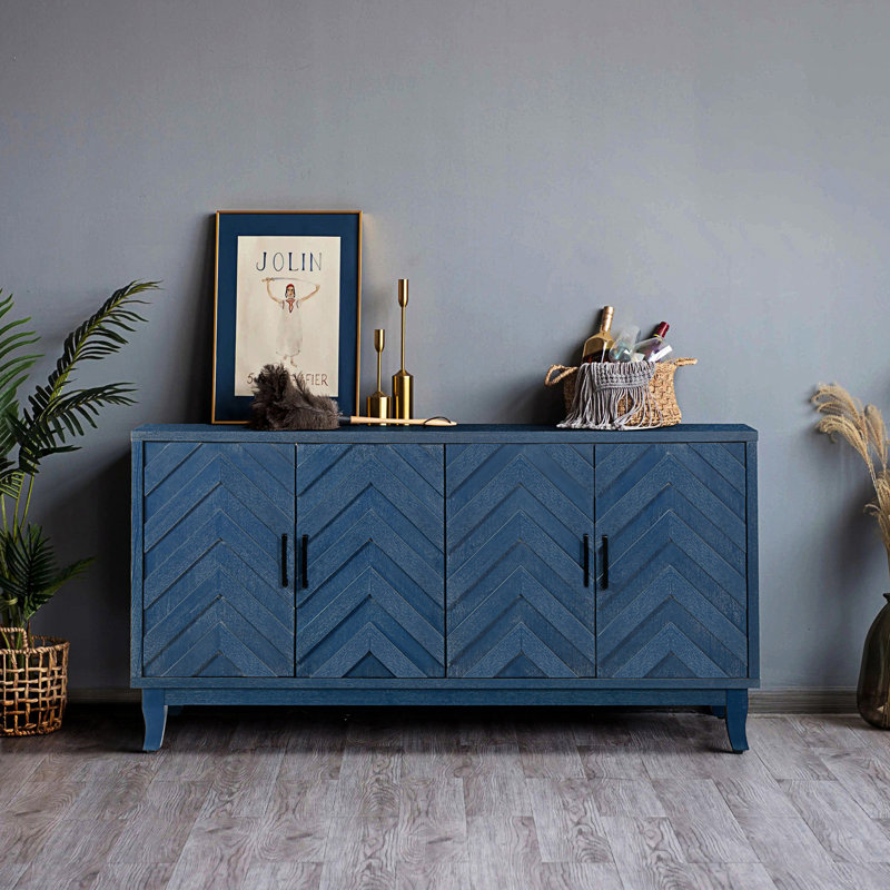 Buffet de style rétro, armoire de rangement décorative 4 portes