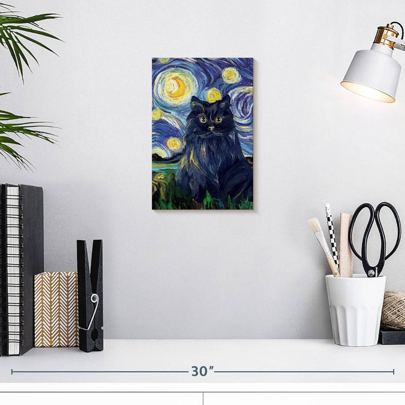 Brampt Abstract Black Cat, 12" H x 8" W