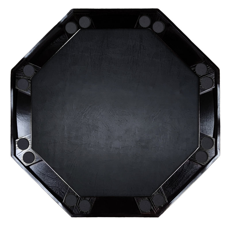 Table de poker 57 po, Acajou, Vinyle noir