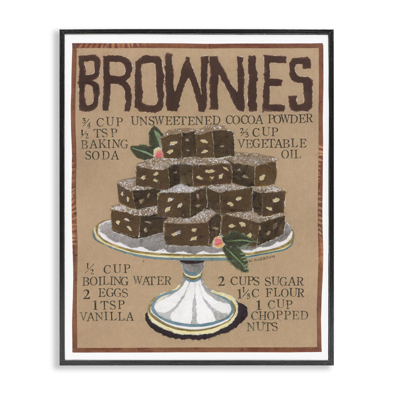 Recette de Brownie par Nancy Overton, Giclée encadrée noir minuit, H 14 po x l 11 po