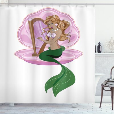 Fairytale Mermaid Art Single Shower Curtain -  Ambesonne, sc_25279_extralong