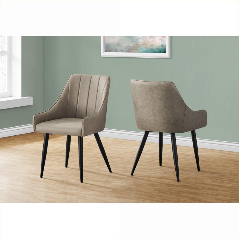 Ensemble de 2 chaises d'appoint rembourrées en tissu, pieds en métal noir, sièges modernes et contemporains pour la salle à manger de cuisine pour adultes