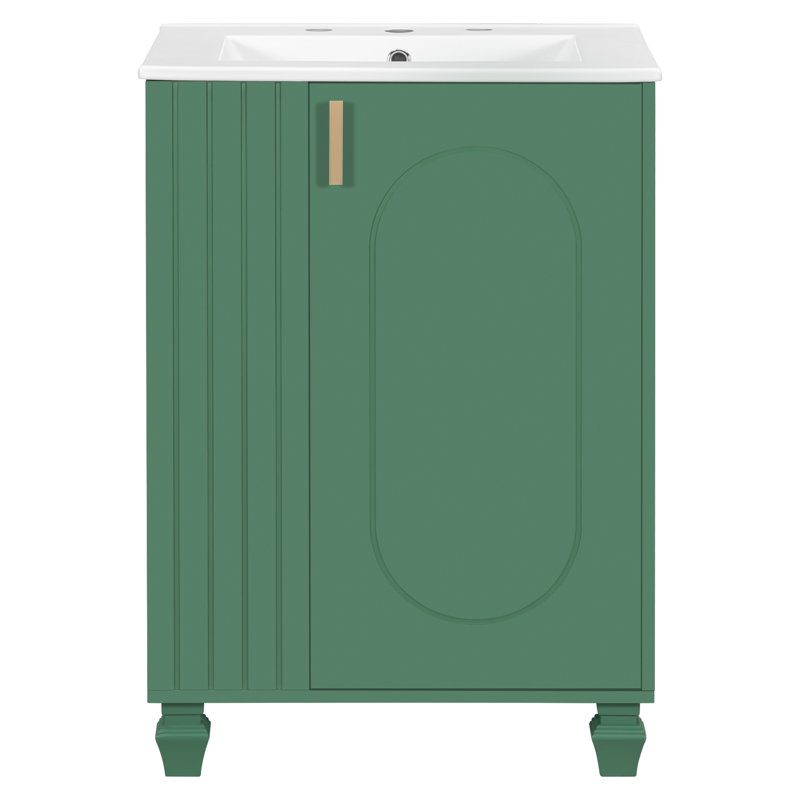 Meuble-lavabo de salle de bain avec lavabo, Vert