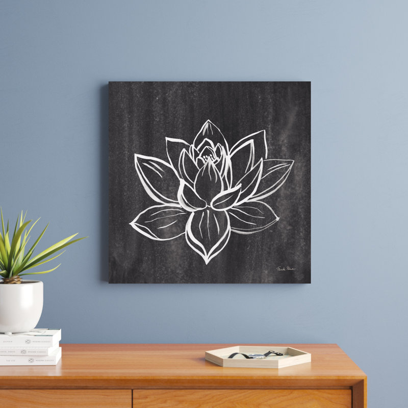 «Lotus Gray» par Farida Zaman, reproduction d'art sur toile tendue, H 20 po x l 20 po
