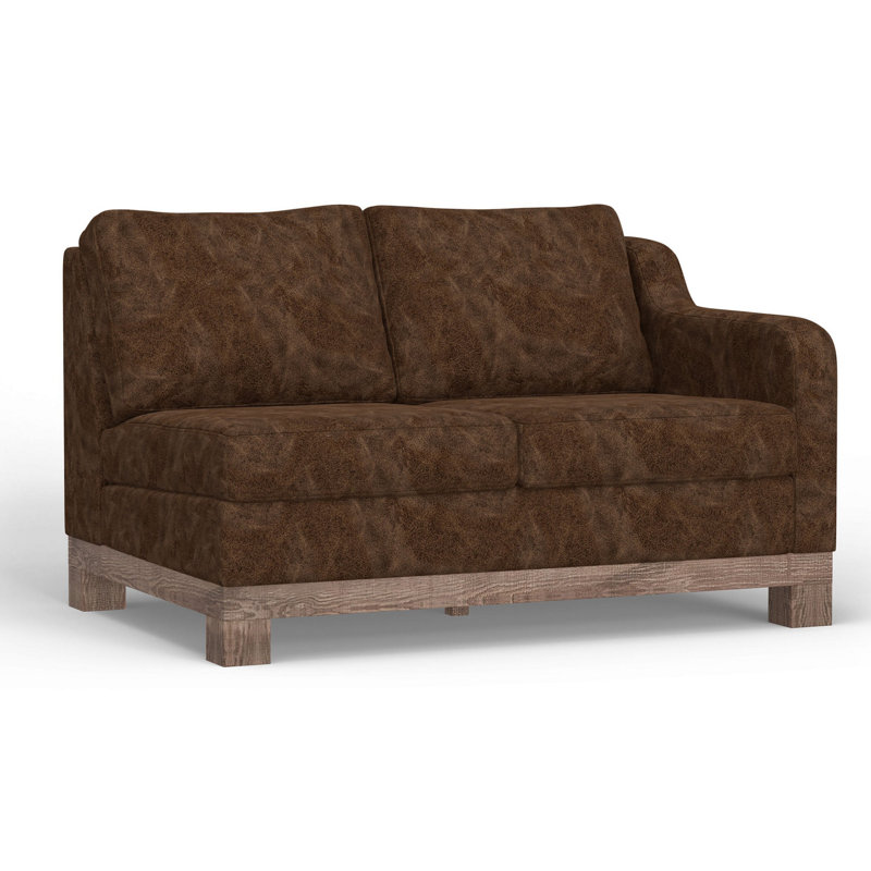 Causeuse à accoudoir droit 56 po Sama, 2 coussins, bois de pin massif Sama, Brun