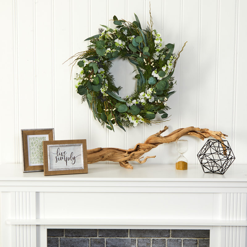 Faux Polyester 24'' Wreath, Green