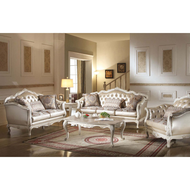 Chantello 63" Faux Leather Rolled Arm Loveseat, 45" H x 84" W x 37" D