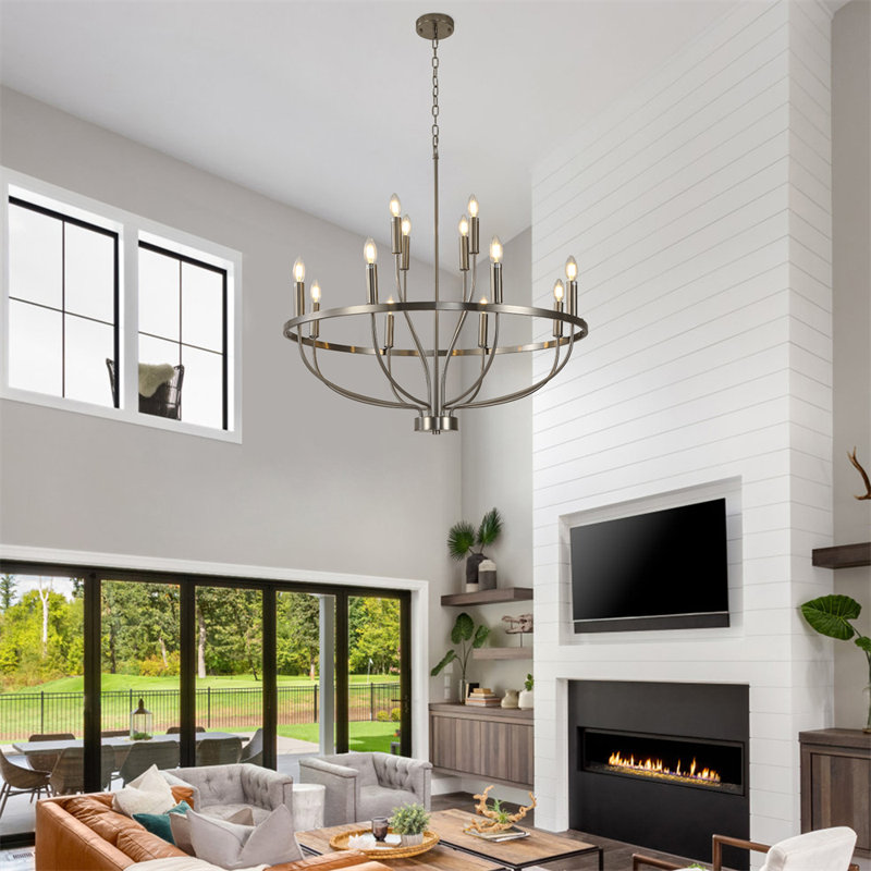 Pippy 12 - Light Geometric Chandelier, Brushed Nickel 