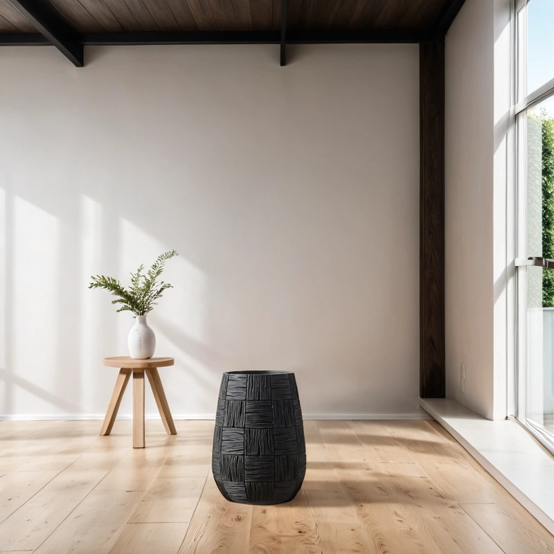 Danetria Textured Cylinder Shape Floor Vase, 15" H x 11" W x 11" D
