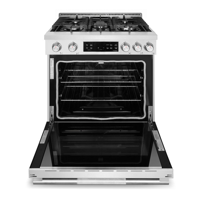 Cosmo 30 po Collection Stellar 4,8 pi³ Cuisinière à gaz, 5 brûleurs, four à convection, grilles en fonte, acier inoxydable