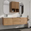 Meuble-lavabo mural double 72 po avec dessus de meuble-lavabo en résine Vowar et armoires murales de salle de bain 12 po-525183083